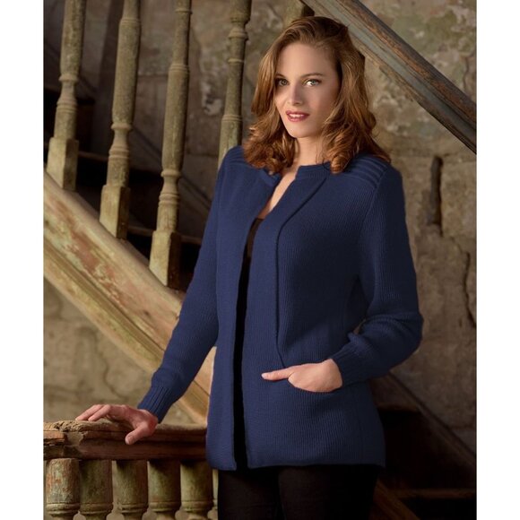 Peruvian Link Alpaca Collection Ebel Open Front Blue Sweater Womens One Size - Picture 1 of 8